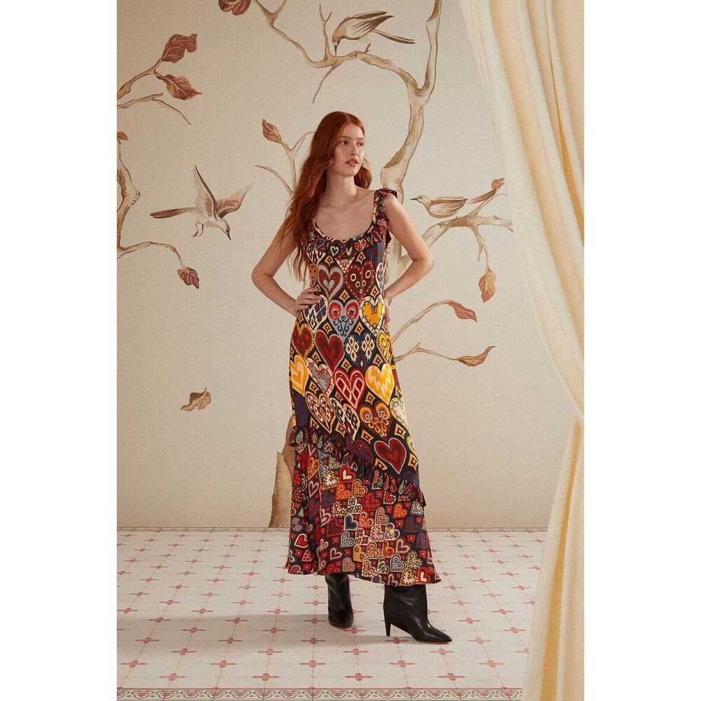 NWOT Black Hearts Ikat LENZING™ ECOVERO™ Viscose Maxi Dress